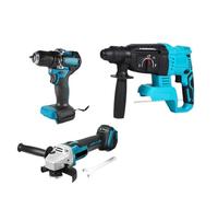 Taladro Percutor Kit Combinado De Amoladora Angular Eléctrica Sin Escobillas De 125 Mm, Taladro De Impacto De 13 Mm Y Martillo Rotativo(No Battery)
