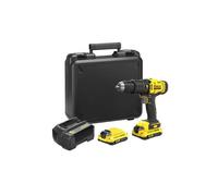 STANLEY FATMAX SFMCD711C2K-QW - Taladro Percutor 18V, Gama V20, Par de giro máx. 50 Nm, Engranaje planetario de 2 velocidades, Luz LED, Incl. 2 baterías 1,5 Ah, cargador y maletín