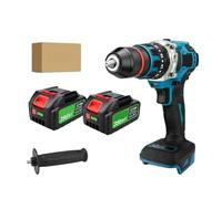 Taladro Percutor Taladro Atornillador De Impacto Eléctrico De 480 NM, Martillo Rotativo, Taladro Sin Escobillas For Batería De 18 V, Herramienta Eléctrica Con Mango 3 En 1(2pcs Battery Set)
