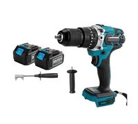 Taladro Percutor Taladro Eléctrico Sin Escobillas De 13 Mm, 3 En 1, Martillo Perforador, Destornillador Inalámbrico, Herramienta Eléctrica De Torsión 20+3 For Batería De 18 V(Two Battery)