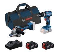Taladro percutor y amoladora con 2 baterías 18v 4ah bosch