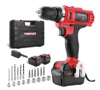 Taladro sin cable TEENO 21V con 2 baterías de 1,5Ah, 40Nm, 18+1 niveles de par, 2 velocidades, incluye LED, para bricolaje