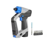 Dremel Blueprint 12V 3 en 1 Atornillador/Taladro Sin Cable y Escobillas Kit con Detector, Nível Láser Extraible, 9x Puntas de Atornillar, 1x Broca Multimaterial, Nivel de Burbuja