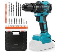 Taladro y Destornillador Inalámbrico 50 Nm para Makita 18V (sin Batería) | Portabrocas 10 mm, Taladro sin Escobillas, Embrague 25+3, 3 Marchas, LED, 24 Accesorios, Caja