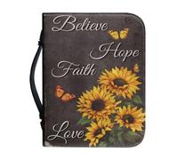 Talayituse Funda de piel sintética para Biblia con estampado de mariposas y girasoles para mujeres y hombres, funda para libro de la Biblia, para chequera, bolígrafos, diario de estudio, bolsa de