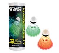 Talbot Torro 479123 Volantes de Badminton Magic Night, Plástico con Luz LED, Aproximadamente 48 Horas de Tiempo de Encendido, 3 Piezas en una Lata
