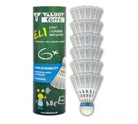 Talbot Torro 469382 Volante de Badminton Eli, Velocidad Media (Azul), Pie de Espuma, Ideal para Entrenar con Niños y Adolescentes, Blanco, 24 cm