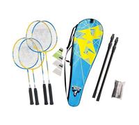 Talbot Torro - Set de Bádminton Family - 2 Raquetas Junior 53 cm, 2 Raquetas Standard, 3 Volantes, Red Regulable en Altura, En Bolsa - 8 Piezas - Azul/Amarillo - sin Talla