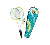 Talbot Torro Set de Badminton Premium 2-Fighter, 2 Raquetas de Aluminio Ligeras y Prácticas, 2 Volantes, en Una Bolsa Preciosa, 449412, Unisex, Azul/Amarillo, Universal