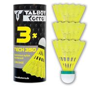 Talbot Torro Tech 350 Volantes de Bádminton | Pack de 3 Volantes Nylon + Base Corcho sintético | Velocidad Media (Azul) | Durable para Ocio y Entrenamiento