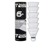 Talbot Torro Tech 450 | Volantes de Bádminton de Nylon Premium | Base de Corcho 100 % Natural | Velocidad Media | Paquete de 6