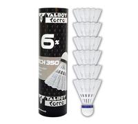 Talbot-Torro Volantes Tech 350 | Lata 6 Piezas | Nylon Blanco | Velocidad Azul (Media) | Base de Corcho Sintético | para Bádminton Recreativo y Escolar
