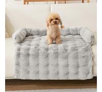 TALCON Cama para perros y gatos, funda de sofá de felpa suave y calmante para perros con parte inferior antideslizante y soporte lateral elevado para aliviar el sueño, tapete esponjoso para cachorros