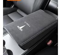 TALCUS Funda protectora para reposabrazos de control central de automóvil, para Tesla Model 3 Model Y 2022, alfombrilla de cuero para reposabrazos, antiarañazos, accesorios interiores, gamuza negra