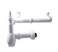 TALEA Sifón para fregadero G1 de 1/2 pulgadas de plástico PP puro, extensible 270 - 420 mm, tapón de olor integrado, junta integrada, diseño de pequeñas tuercas, apto para fregaderos dobles