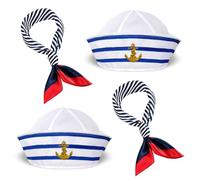 TaleMoon Disfraz Marinero, Conjunto de Sombrero y Bufanda de Marinero a Rayas, Gorra de Barco Marinero, Disfraz Fiesta para Mujeres y Hombres, Accesorios de Marinero para Carnaval Fiestas Temáticas
