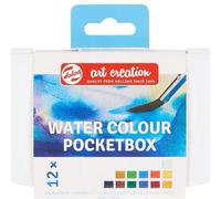 Talens Art Creation Caja de bolsillo de pintura para acuarela con 12 colores, pincel y esponja | Pintura para adultos