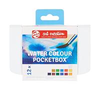 Talens Art Creation Caja de bolsillo de pintura para acuarela con 12 colores, pincel y esponja | Pintura para adultos