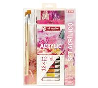 Royal Talens – Set de pintura acrílica Art Creation – 12 tubos 12 ml, bloc A4, pinceles, manual