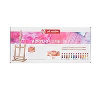 Talens Art Creation Set de pintura acrílica para principiantes con 12 colores (tubos de 12 ml), pinceles, paleta, lienzo y caballete | Pintura para adultos