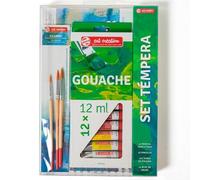Talens Art Creation Set Témpera 12 tubos 12 ml, bloc de papel A4, pinceles, manual paso a paso