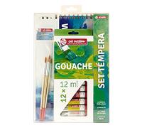 Talens Art Creation Set Témpera 12 tubos 12 ml, bloc de papel A4, pinceles, manual paso a paso