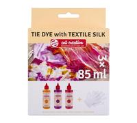 Talens Art Creation Set Tie-Dye | Amarillo, Rosa y Rojo + Guantes | Tinte para camisetas, zapatos, ropa, bricolaje, upcycling