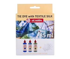 Talens Art Creation Set Tie-Dye | Azul, Turquesa y Verde + Guantes | Tinte para camisetas, zapatos, ropa, bricolaje, reciclaje