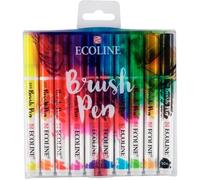 Ecoline Brush Pen Set de 10 Rotuladores de Acuarela Líquida - Colores Básicos | Rotuladores Mezclables para Rotulación a Mano, Dibujo y Manualidades