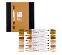 Talens | Pantone Marker Set de 9 Brown | Rotulador Doble Punta con Punta de Pincel y Cincel | Tinta Pigmentada a Base de Agua en Colores Pantone