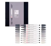 Talens | Pantone Marker Set de 9 Cool Gray | Rotulador Doble Punta con Punta de Pincel y Cincel | Tinta Pigmentada a Base de Agua en Colores Pantone