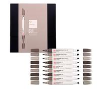 Talens | Pantone Marker Set de 9 Warm Gray | Rotulador Doble Punta con Punta de Pincel y Cincel | Tinta Pigmentada a Base de Agua en Colores Pantone