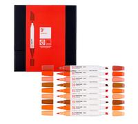 Talens | Pantone Marker Set de 9 Warm Red | Rotulador Doble Punta con Punta de Pincel y Cincel | Tinta Pigmentada a Base de Agua en Colores Pantone