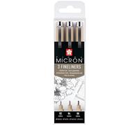 Talens sakura estuche de 3 rotuladores permanentes pigma micron fineliner negro