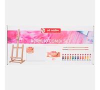 Talens Set Acrílico Combi 12 Tubos x 12 mL Colores Surtidos + Caballete, Lienzo, Pinceles y Paleta