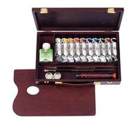 Rembrandt Estuche de pintura acrílica profesional caja de madera de lujo Tradicional | 10 tubos (40 ml) + pinceles y accesorios