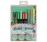 Talens Set creo tu propio bullet journal (azul menta) con The Flower Journal, libreta de puntos, 2 puntafinas, 3 bolígrafos de gel, 4 bolígrafos de pincel, 3 washi tapes, manual paso a paso