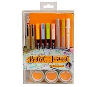 Talens Set creo tu propio bullet journal (naranja) con The Flower Journal, libreta de puntos, 2 puntafinas, 3 bolígrafos de gel, 4 bolígrafos de pincel, 3 washi tapes, manual paso a paso