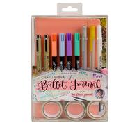 Talens Set creo tu propio bullet journal (rosa coral) con The Flower Journal, libreta de puntos, 2 puntafinas, 3 bolígrafos de gel, 4 bolígrafos de pincel, 3 washi tapes, manual paso a paso