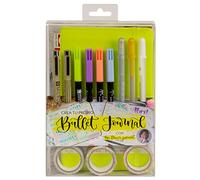 Talens Set creo tu propio bullet journal (verde lima) con The Flower Journal, libreta de puntos, 2 puntafinas, 3 bolígrafos de gel, 4 bolígrafos de pincel, 3 washi tapes, manual paso a paso