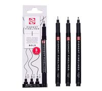 Talens Pigment Fineliner Set Bold - Juego de 3 rotuladores de punta fina, color negro, 0,50 mm, 0,60 mm, 0,70 mm, resistentes a la luz, permanentes y a base de agua