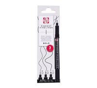 Talens Pigment Fineliner Set Bold - Juego de 3 rotuladores de punta fina, color negro, 0,50 mm, 0,60 mm, 0,70 mm, resistentes a la luz, permanentes y a base de agua