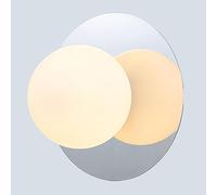 TaleTre Aplique de pared nórdico moderno - Lámpara de pared redonda de cristal blanco G9 for sala de estar, dormitorio, pasillo y más(Chrome,Dia-25cm)