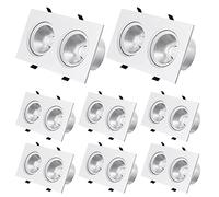 TaleTre Juego de 8, luz empotrable LED empotrable giratoria, foco de cardán de doble cabezal, 10W, 20W, 30W, 40W, luz de oblea de adaptación, borde rectangular blanco(20W,Neutral light)