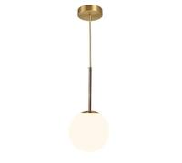 TaleTre Lámpara colgante esférica creativa, lámpara colgante de metal dorado con pantalla de bola de cristal blanco, accesorio de iluminación E27, mesita de noche, lámparas de suspensión simples(15CM)