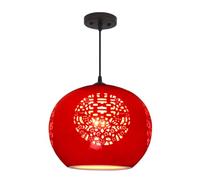TaleTre Lámpara colgante vintage estilo chinoiserie: lámpara de techo de cerámica roja ajustable for cocina, comedor, bar, dormitorio y pasillo.(Joy,9.8"x7.8")