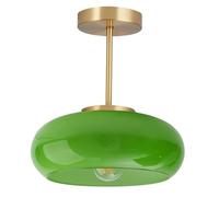 TaleTre Lámpara de techo semiempotrada de estilo mediados de siglo con pantalla de cristal verde leche - Accesorio de estilo vintage para pasillo, comedor, cocina y más(Green)