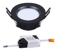 TaleTre Luces de Techo empotradas pequeñas de 3W Focos empotrables con Marco Negro Recortados Accesorio de 50-60 mm Focos empotrables de lámpara de Panel Redondo LED for gabinete de Sala de Estar, etc