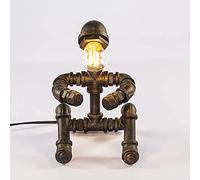 TaleTre Steampunk Pipe Robot Lámpara de Mesa Tubería de Agua Robot Industrial Luz de Escritorio Tubería de Agua Luz Nocturna en Bronce