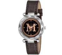 Talgo Alpha-M-GEN-SL - Reloj de pulsera analógico con esfera negra y esfera negra, caja plateada, correa elegante, diseño clásico, para mujeres y niñas, paquete de 1, Cuero marrón 1, Clásico